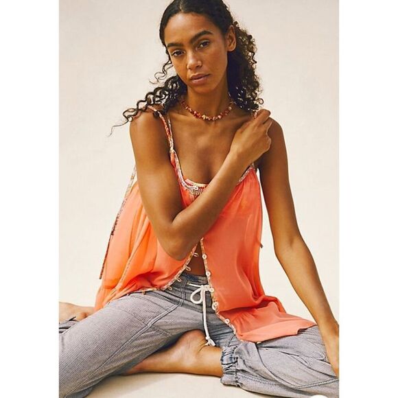 Free People Intimately Bali Sweet Nothing Slip Mini Dress in Coral Small - Picture 5 of 5